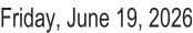 Friday, June 19, 2026